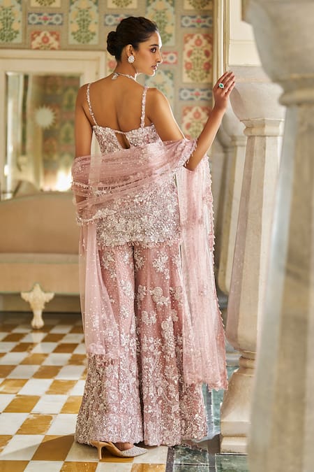 Seema Gujral Embroidered Kurta Sharara Set With Dupatta 