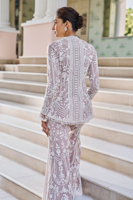 Seema Gujral Embroidered Jacket Kurta Sharara Set 