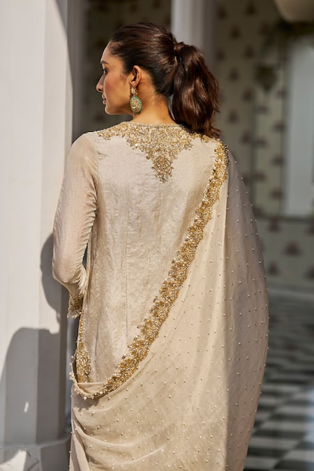 Seema Gujral Floral Sequin Embroidered Kurta Sharara Set 