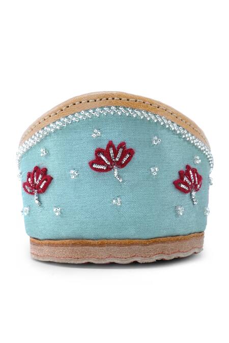 House Of Vitti India Blue Embroidery Tiffany Juttis Online at Aza Fashions House Of Vitti India_Blue Embroidery Tiffany Juttis _Online_at_Aza_Fashions