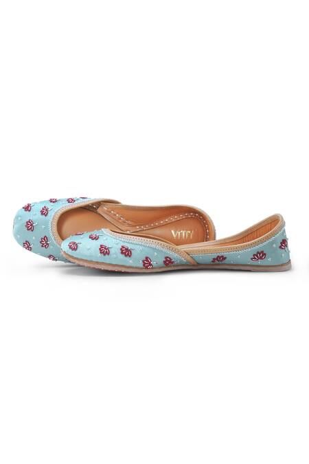 Shop House Of Vitti India Blue Embroidery Tiffany Juttis Online at Aza Fashions Shop_House Of Vitti India_Blue Embroidery Tiffany Juttis _Online_at_Aza_Fashions