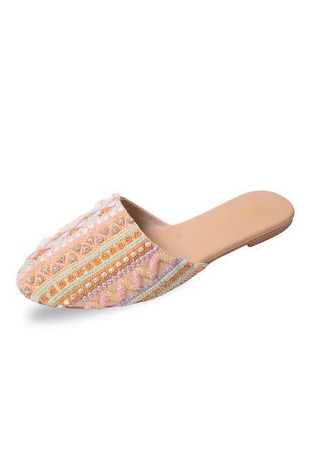 Buy House Of Vitti India Beige Embroidery Geometric Mules Online at Aza Fashions Buy_House Of Vitti India_Beige Embroidery Geometric Mules _Online_at_Aza_Fashions