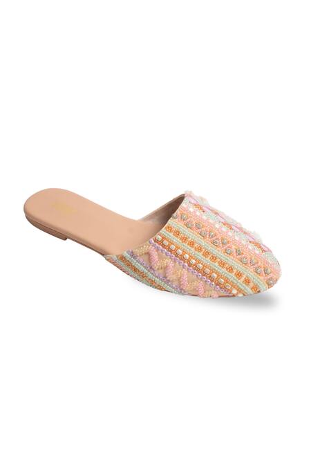 Shop House Of Vitti India Beige Embroidery Geometric Mules Online at Aza Fashions Shop_House Of Vitti India_Beige Embroidery Geometric Mules _Online_at_Aza_Fashions