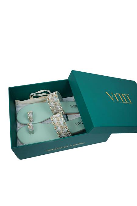 Shop House Of Vitti India Green Embroidery Zardozi Sage Flats Online at Aza Fashions Shop_House Of Vitti India_Green Embroidery Zardozi Sage Flats _Online_at_Aza_Fashions