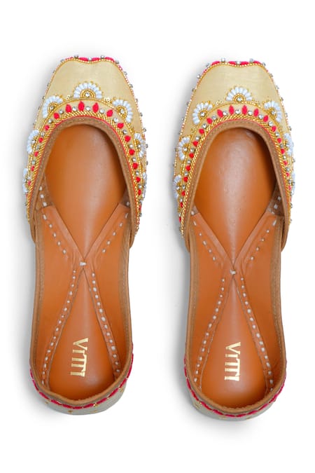 Shop House Of Vitti India Beige Embroidery Light Mimosa Juttis at Aza Fashions Shop_House Of Vitti India_Beige Embroidery Light Mimosa Juttis _at_Aza_Fashions