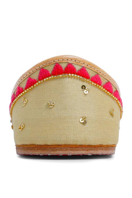 House Of Vitti India Beige Embroidery Light Mimosa Juttis Online at Aza Fashions House Of Vitti India_Beige Embroidery Light Mimosa Juttis _Online_at_Aza_Fashions