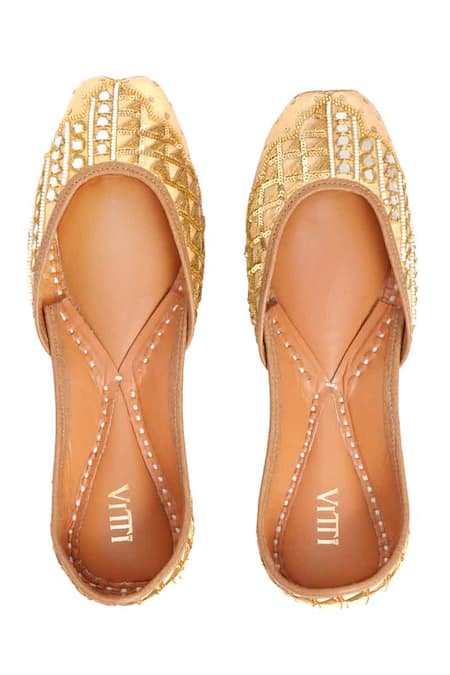 Shop House Of Vitti India Gold Embroidery Light Juttis at Aza Fashions Shop_House Of Vitti India_Gold Embroidery Light Juttis _at_Aza_Fashions