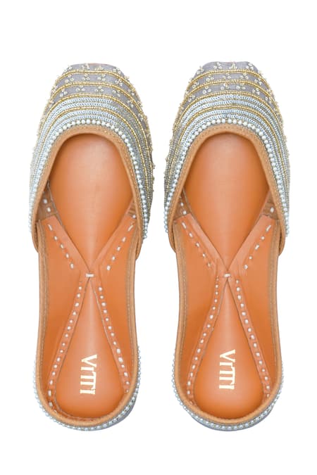 Shop House Of Vitti India Gray Embroidery Cloud Grey Stardust Juttis at Aza Fashions Shop_House Of Vitti India_Gray Embroidery Cloud Grey Stardust Juttis _at_Aza_Fashions