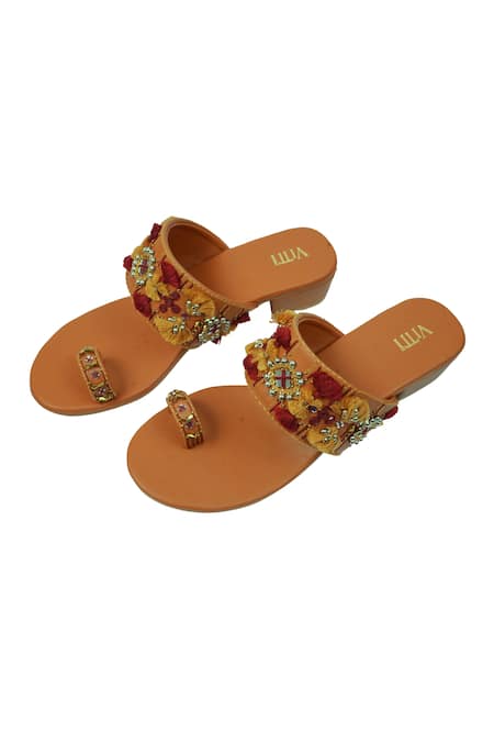 Shop House Of Vitti India Brown Embroidery Tassel Heels at Aza Fashions Shop_House Of Vitti India_Brown Embroidery Tassel Heels _at_Aza_Fashions