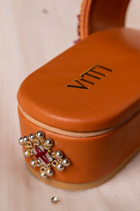 House Of Vitti India Brown Embroidery Tassel Heels Online at Aza Fashions House Of Vitti India_Brown Embroidery Tassel Heels _Online_at_Aza_Fashions