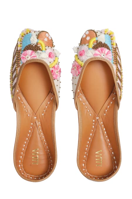 Shop House Of Vitti India Multi Color Embroidery Juttis at Aza Fashions Shop_House Of Vitti India_Multi Color Embroidery Juttis _at_Aza_Fashions