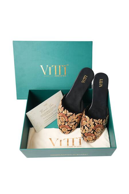 Shop House Of Vitti India Zardozi Black Bloom Embroidered Mules Online at Aza Fashions Shop_House Of Vitti India_Zardozi Black Bloom Embroidered Mules _Online_at_Aza_Fashions