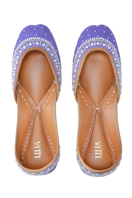 Shop House Of Vitti India Purple Pearls Bloom Embroidered Juttis at Aza Fashions Shop_House Of Vitti India_Purple Pearls Bloom Embroidered Juttis _at_Aza_Fashions