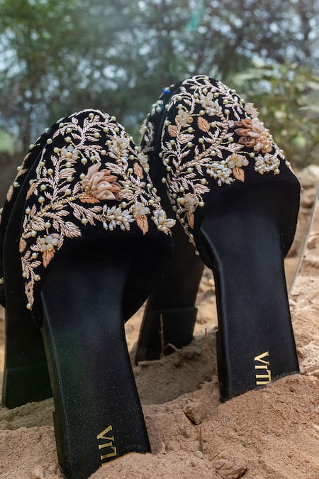 House of Vitti India Botanical Bliss Zardozi Embroidered Mules 