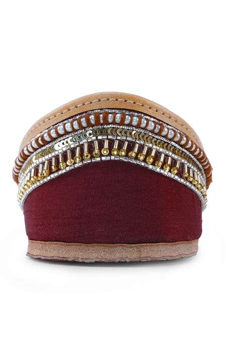 Buy House Of Vitti India Maroon Zari Embellished Juttis Online at Aza Fashions Buy_House Of Vitti India_Maroon Zari Embellished Juttis _Online_at_Aza_Fashions