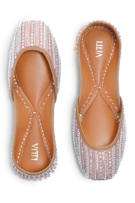 House Of Vitti India Crystal Breeze Vine Embroidered Juttis 