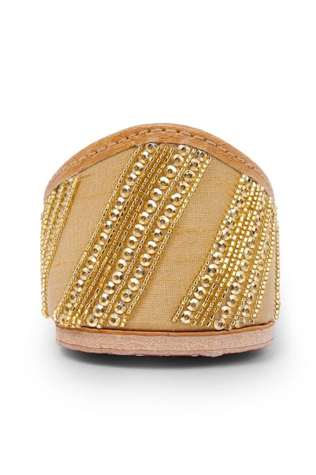 House Of Vitti India_Gold Cutdana Sequin Embroidered Juttis _Online_at_Aza_Fashions
