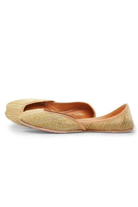 Buy_House Of Vitti India_Gold Cutdana Sequin Embroidered Juttis _Online_at_Aza_Fashions