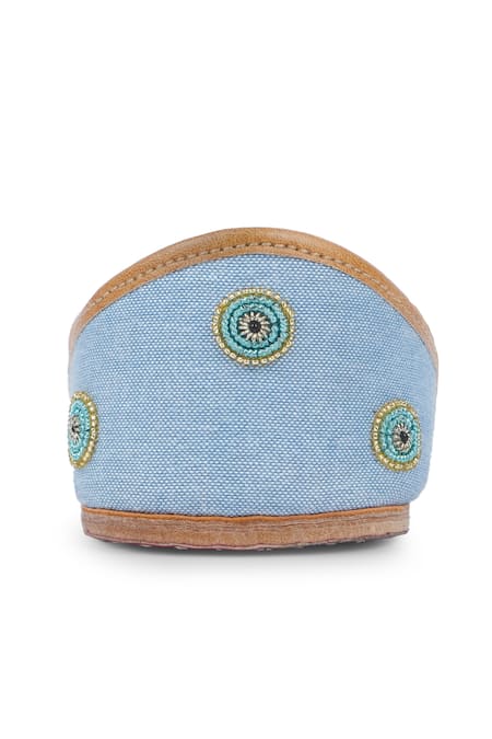 Buy_House Of Vitti India_Blue Embroidered Nazar Blocker Mules _Online_at_Aza_Fashions