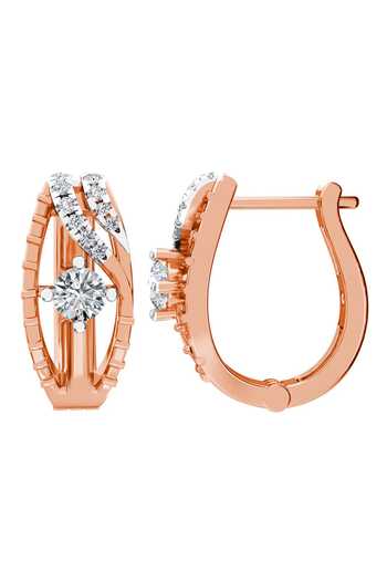 Buy_Divine Solitaires_Rose Gold Imitation Diamonds Wave Bali Earrings_Online_at_Aza_Fashions