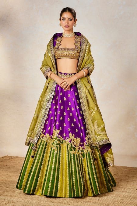 Buy_Masaba_Purple Silk, Viscose Embroidery Round Neck Jamun Fizz Bridal Lehenga Set _Online_at_Aza_Fashions