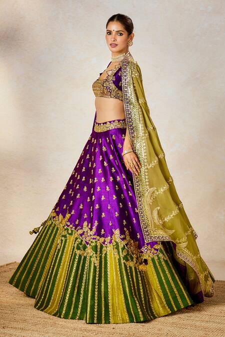 Masaba_Purple Silk, Viscose Embroidery Round Neck Jamun Fizz Bridal Lehenga Set _at_Aza_Fashions