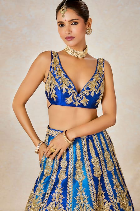 Shop Masaba Blue , Tulle, Organza Zari, Embroidery, Neel Bahar Bridal Lehenga Set Shop_Masaba_Blue , Tulle, Organza Zari, Embroidery, Neel Bahar Bridal Lehenga Set