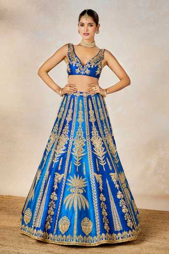 Buy Blue , Tulle, Organza Zari, Embroidery, Neel Bahar Bridal