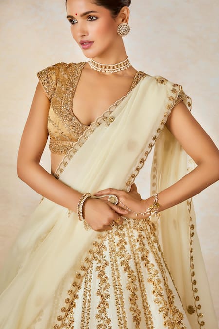 Shop Masaba Ivory , Tissue, Organza Nan Khati Embroidered Bridal Lehenga Set Shop_Masaba_Ivory , Tissue, Organza Nan Khati Embroidered Bridal Lehenga Set
