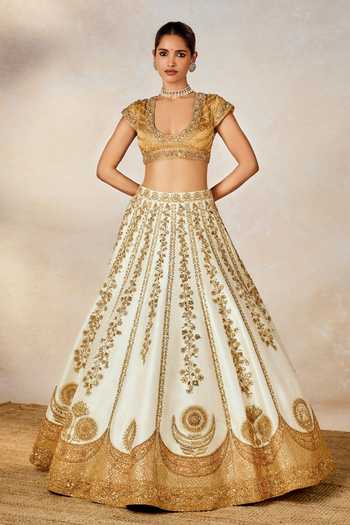 Shop Masaba Ivory , Tissue, Organza Nan Khati Embroidered Bridal Lehenga Set Shop_Masaba_Ivory , Tissue, Organza Nan Khati Embroidered Bridal Lehenga Set