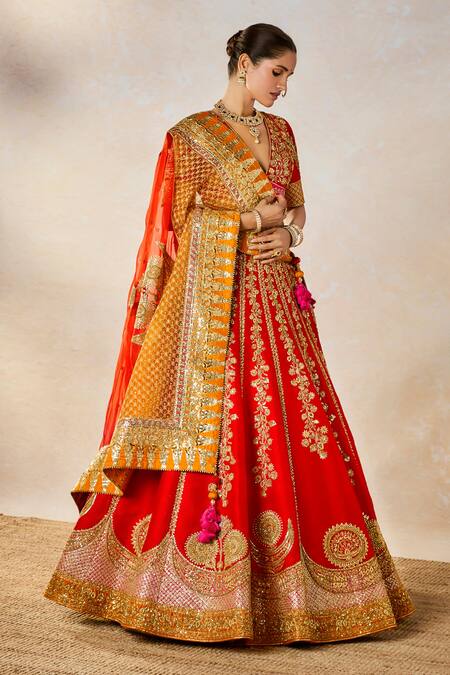 Masaba Red , Organza, The Gulab Sherbet Zardozi Embroidered Bridal Lehenga Set at Aza Fashions Masaba_Red , Organza, The Gulab Sherbet Zardozi Embroidered Bridal Lehenga Set _at_Aza_Fashions