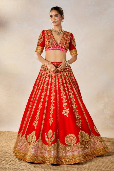 Buy Masaba Red , Organza, The Gulab Sherbet Zardozi Embroidered Bridal Lehenga Set Buy_Masaba_Red , Organza, The Gulab Sherbet Zardozi Embroidered Bridal Lehenga Set