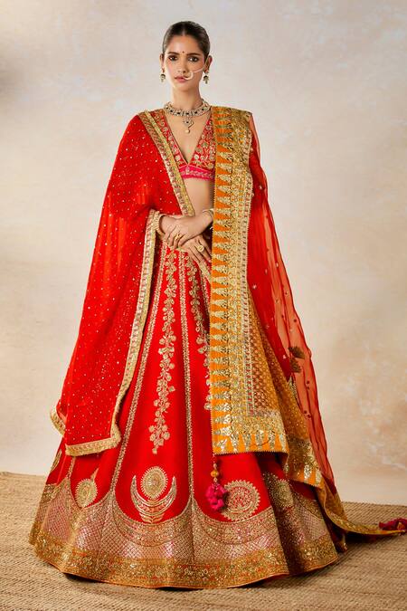 Masaba Red , Organza, Viscose The Gulab Sherbet Embroidered Bridal Lehenga Set at Aza Fashions Masaba_Red , Organza, Viscose The Gulab Sherbet Embroidered Bridal Lehenga Set _at_Aza_Fashions