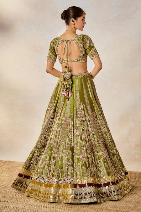 Shop_Masaba_Green , Organza Sequins, Embroidery The Aam Panna Bridal Lehenga Set 