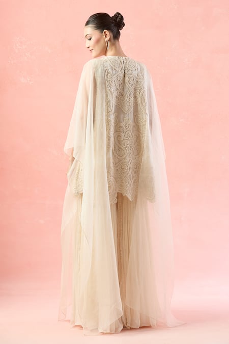 Shop Ridhima Bhasin Ivory Embroidery, Sequins, Beads High Neck Geometric Kurta And Sharara Set at Aza Fashions Shop_Ridhima Bhasin_Ivory Embroidery, Sequins, Beads High Neck Geometric Kurta And Sharara Set _at_Aza_Fashions