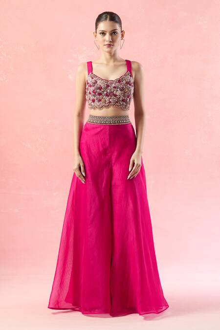 Ridhima Bhasin Pink Silk, Chiffon, Georgette Beads, Sequins, Embroidered Cape And Sharara Set Online at Aza Fashions Ridhima Bhasin_Pink Silk, Chiffon, Georgette Beads, Sequins, Embroidered Cape And Sharara Set_Online_at_Aza_Fashions