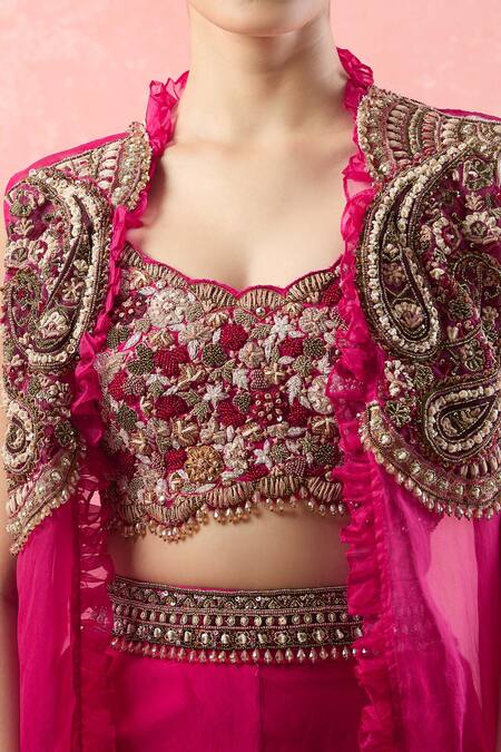 Buy Ridhima Bhasin Pink Silk, Chiffon, Georgette Beads, Sequins, Embroidered Cape And Sharara Set Online at Aza Fashions Buy_Ridhima Bhasin_Pink Silk, Chiffon, Georgette Beads, Sequins, Embroidered Cape And Sharara Set_Online_at_Aza_Fashions