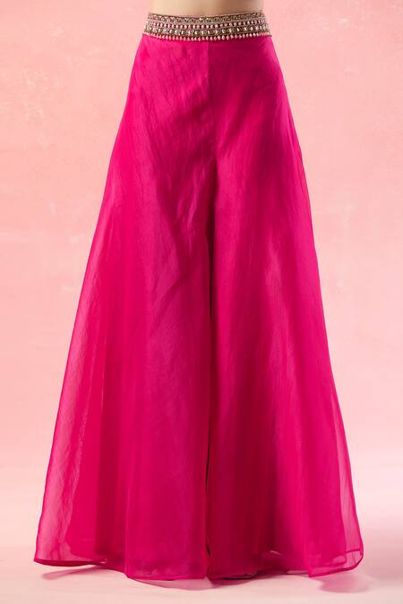 Shop Ridhima Bhasin Pink Silk, Chiffon, Georgette Beads, Sequins, Embroidered Cape And Sharara Set Shop_Ridhima Bhasin_Pink Silk, Chiffon, Georgette Beads, Sequins, Embroidered Cape And Sharara Set