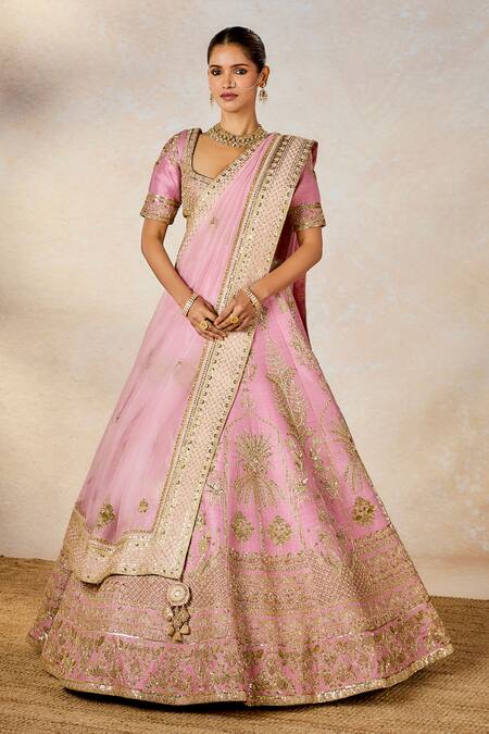 Masaba_Pink , Organza Embroidery, Zari, The Gulab Barfi Bridal Lehenga Set _at_Aza_Fashions