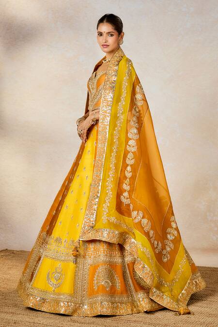 Buy Masaba Yellow Organza, Hemp, Zari, Sequins, The Son Patissa Lehenga Set Buy_Masaba_Yellow Organza, Hemp, Zari, Sequins, The Son Patissa Lehenga Set