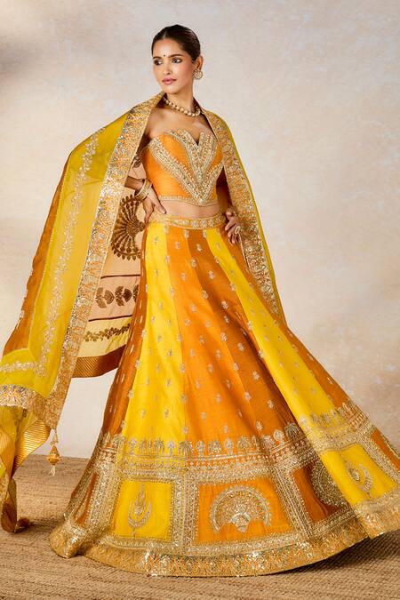 Shop Masaba Yellow Organza, Hemp, Zari, Sequins, The Son Patissa Lehenga Set Shop_Masaba_Yellow Organza, Hemp, Zari, Sequins, The Son Patissa Lehenga Set