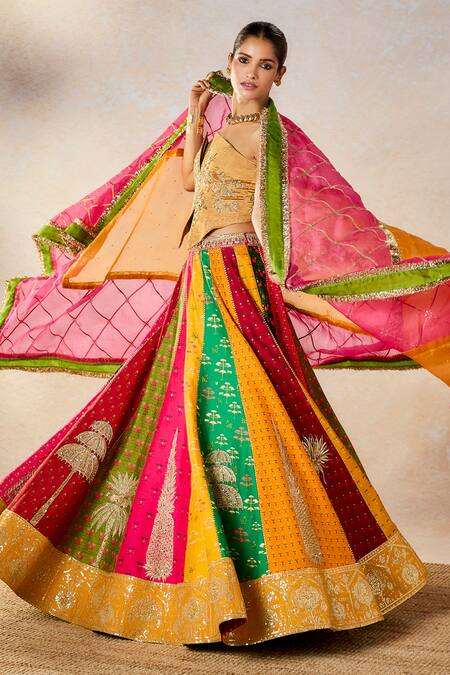Masaba Multi Color Gingham, Silk Organza, Tissue Zari, The Rainbow Barfi Lehenga Set at Aza Fashions Masaba_Multi Color Gingham, Silk Organza, Tissue Zari, The Rainbow Barfi Lehenga Set _at_Aza_Fashions
