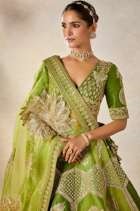 Shop Masaba Green , Organza, Cotton Zari, The Jaljeera Bridal Lehenga Set Shop_Masaba_Green , Organza, Cotton Zari, The Jaljeera Bridal Lehenga Set