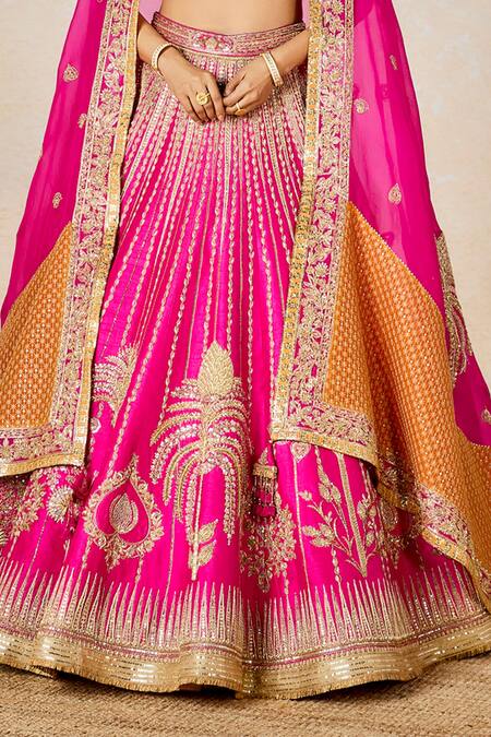 Shop Masaba Pink , Organza Zari, Cut Work The Gulaab Bridal Lehenga Set Online at Aza Fashions Shop_Masaba_Pink , Organza Zari, Cut Work The Gulaab Bridal Lehenga Set _Online_at_Aza_Fashions