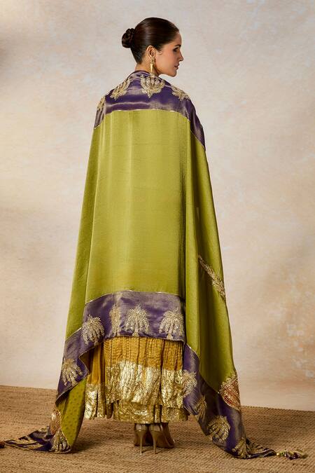 Buy_Masaba_Gold Crepe, Georgette, Tissue Beads, The Son Barfi Anarkali And Salwar Set 