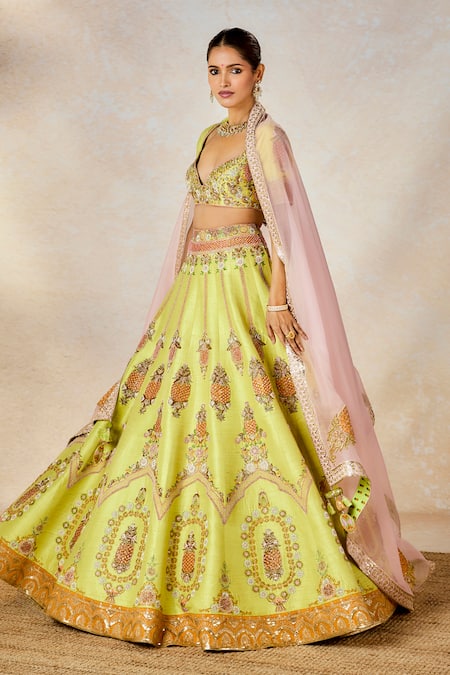 Masaba Green , Organza Embroidery, Sequins The Pista Kulfi Bridal Lehenga Set at Aza Fashions Masaba_Green , Organza Embroidery, Sequins The Pista Kulfi Bridal Lehenga Set _at_Aza_Fashions