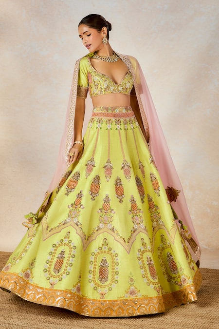 Buy Masaba Green , Organza Embroidery, Sequins The Pista Kulfi Bridal Lehenga Set Buy_Masaba_Green , Organza Embroidery, Sequins The Pista Kulfi Bridal Lehenga Set