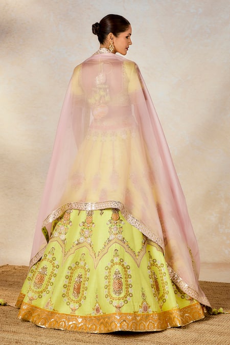 Shop Masaba Green , Organza Embroidery, Sequins The Pista Kulfi Bridal Lehenga Set Shop_Masaba_Green , Organza Embroidery, Sequins The Pista Kulfi Bridal Lehenga Set