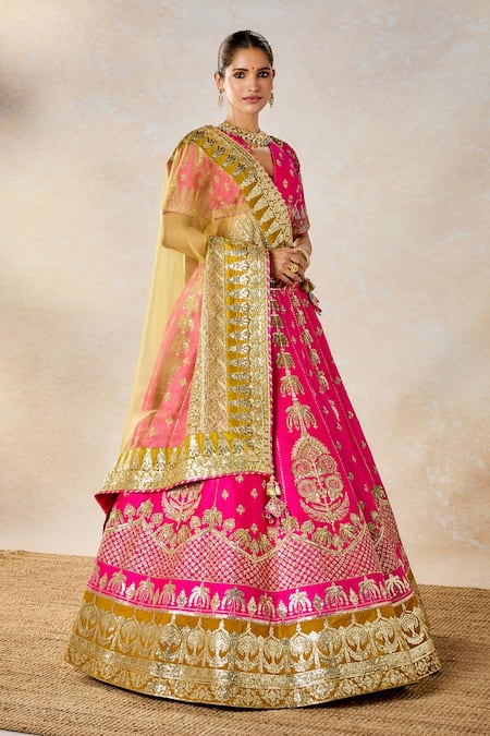 Buy_Masaba_Pink , Organza, Organza, Tulle Cut Rose Falooda Bridal Lehenga Set 