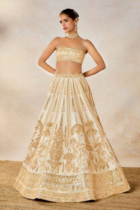 Shop Masaba Ivory Viscose, Silk Zardozi Embroidered Bridal Lehenga Set Shop_Masaba_Ivory Viscose, Silk Zardozi Embroidered Bridal Lehenga Set
